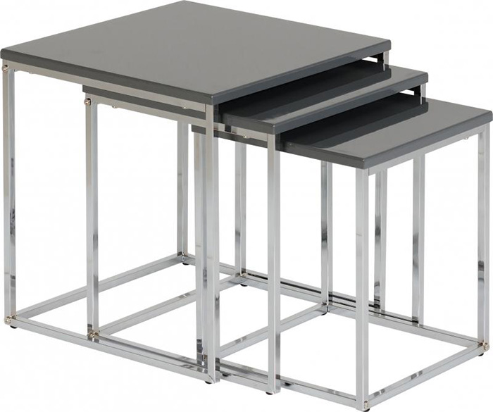 Charisma Nest of Tables in Grey Gloss/Chrome